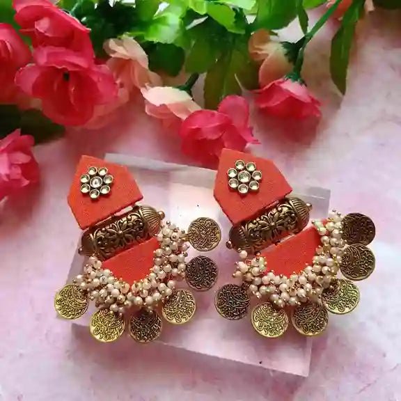 HANDMADE EARRINGS ORANGE ISHA