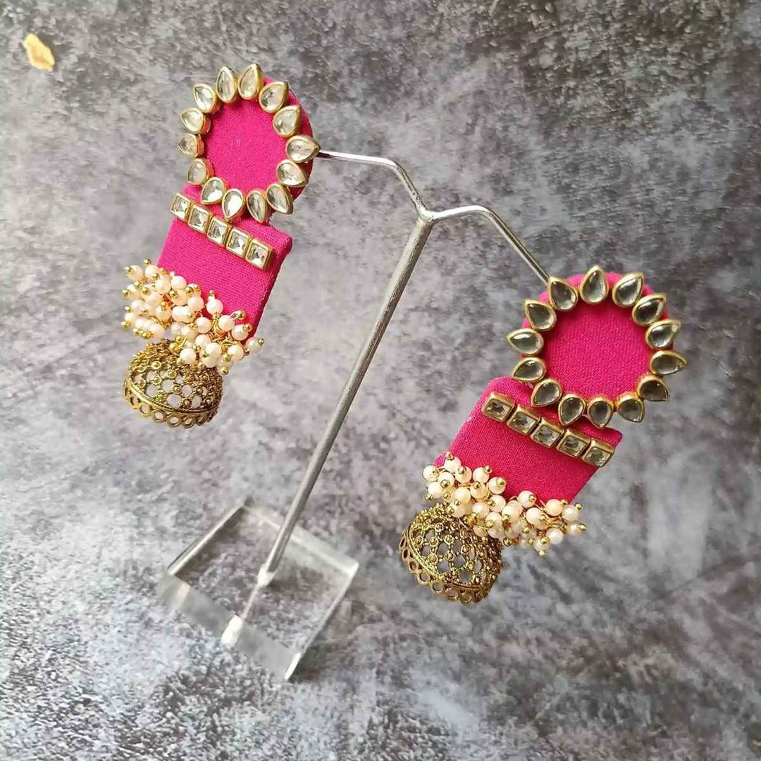 HANDMADE EARRINGS PINK AADYA [product_variant]- TelaNaari