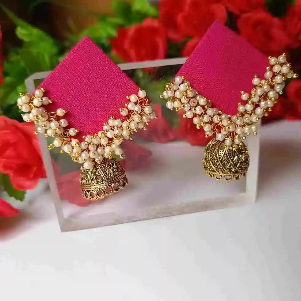 HANDMADE EARRINGS PINK ADVITA [product_variant]- TelaNaari