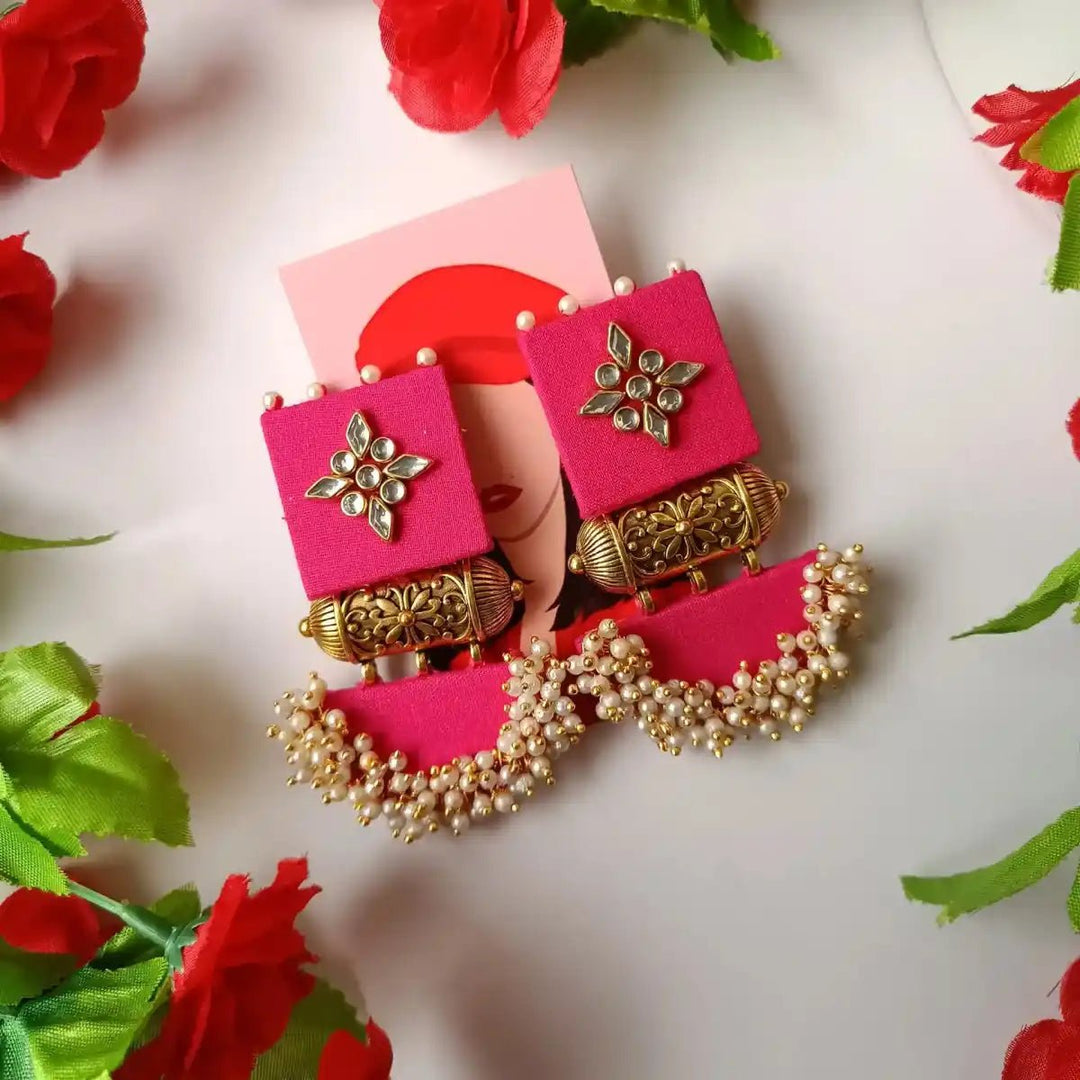 HANDMADE EARRINGS  PINK ALIA [product_variant]- TelaNaari