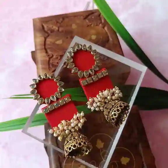 HANDMADE EARRINGS RED AADYA [product_variant]- TelaNaari