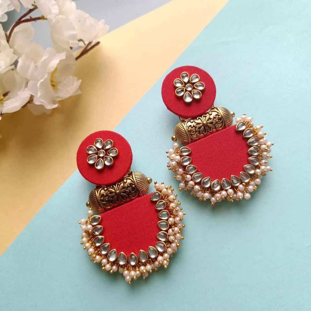 HANDMADE EARRINGS RED INAYA [product_variant]- TelaNaari