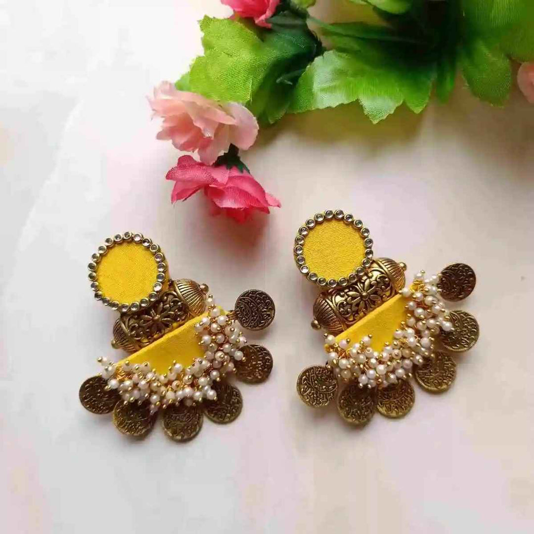 HANDMADE EARRINGS YELLOW NAINA [product_variant]- TelaNaari