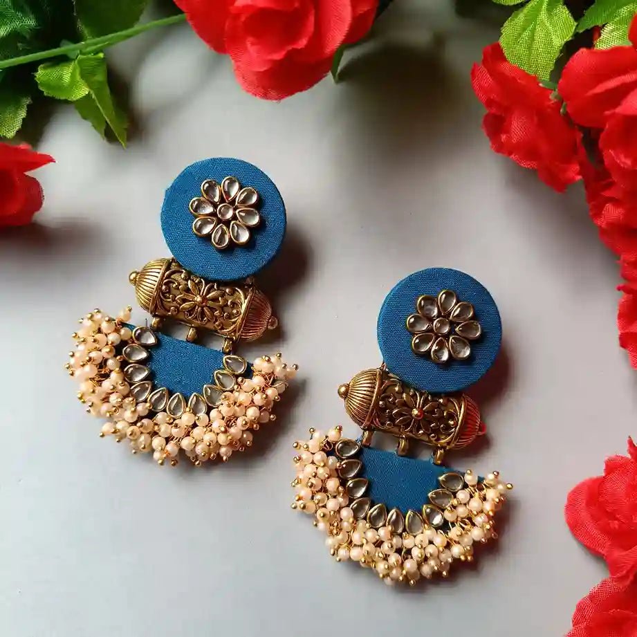 HANDMADE FABRIC EARRINGS ASMEE BLUE