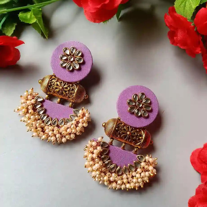 HANDMADE FABRIC EARRINGS ASMEE LIGHT PURPLE