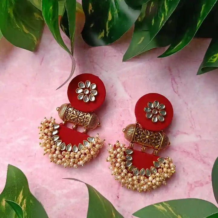 HANDMADE FABRIC EARRINGS ASMEE MAROON [product_variant]- TelaNaari