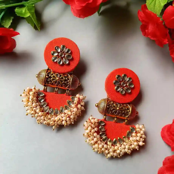 HANDMADE FABRIC EARRINGS ASMEE ORANGE