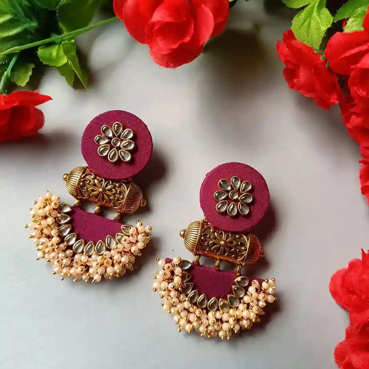 HANDMADE FABRIC EARRINGS ASMEE PURPLE [product_variant]- TelaNaari