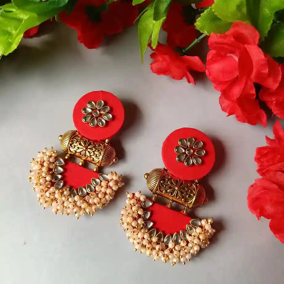 HANDMADE FABRIC EARRINGS ASMEE RED