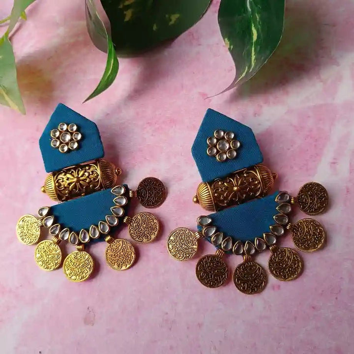 HANDMADE FABRIC EARRINGS MAITRI BLUE [product_variant]- TelaNaari