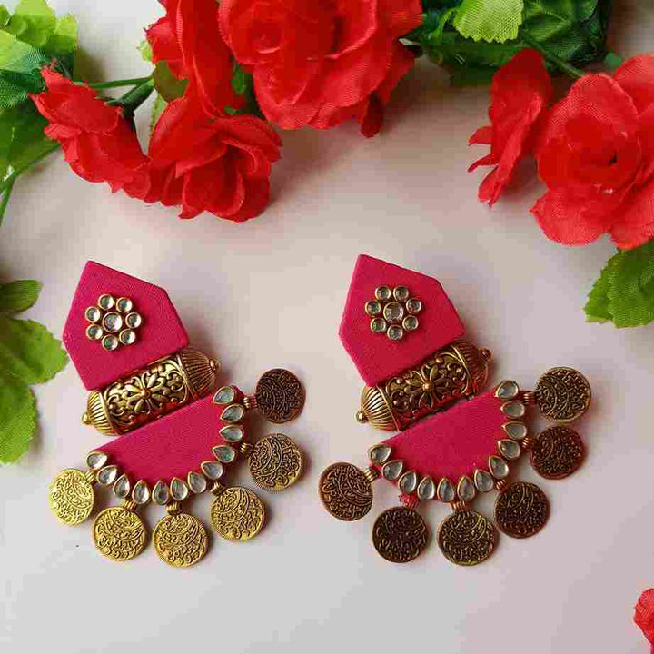 HANDMADE FABRIC EARRINGS MAITRI PINK [product_variant]- TelaNaari