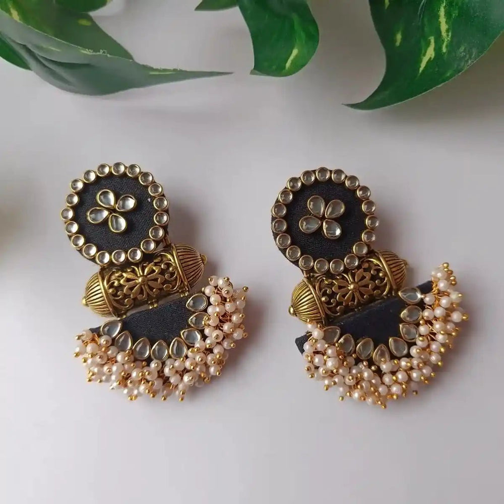 HANDMADE FABRIC EARRINGS NARGIS BLACK