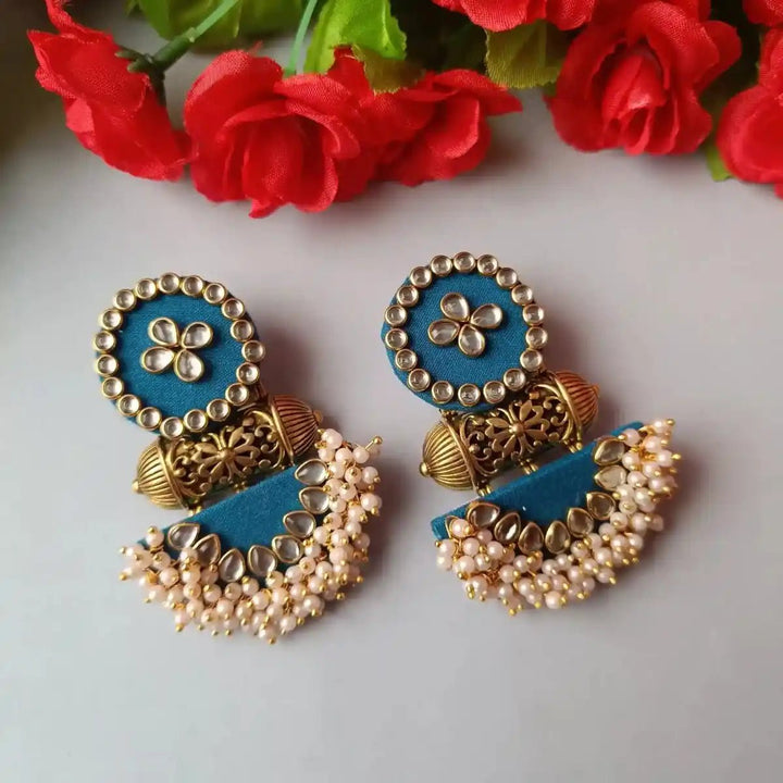 HANDMADE FABRIC EARRINGS NARGIS BLUE [product_variant]- TelaNaari