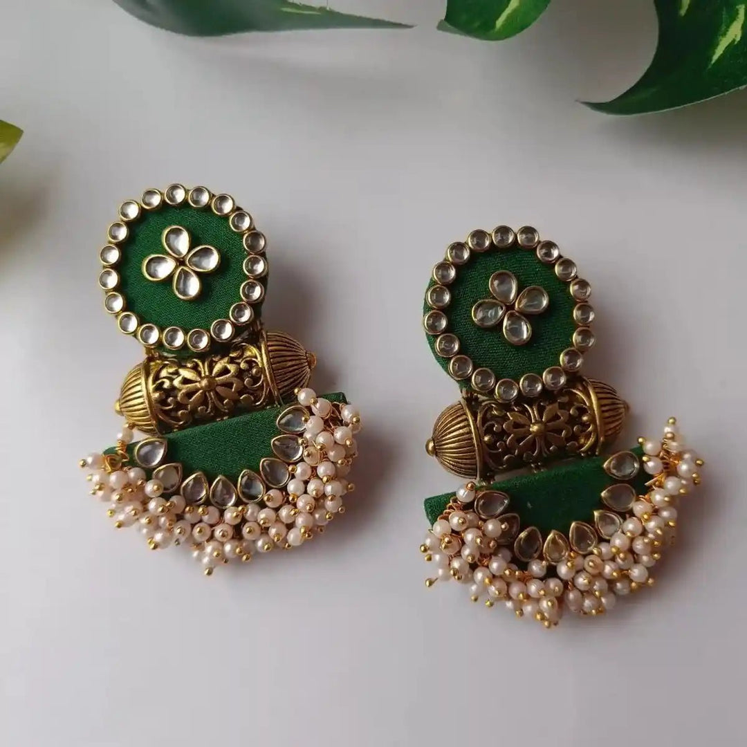 HANDMADE FABRIC EARRINGS NARGIS GREEN [product_variant]- TelaNaari