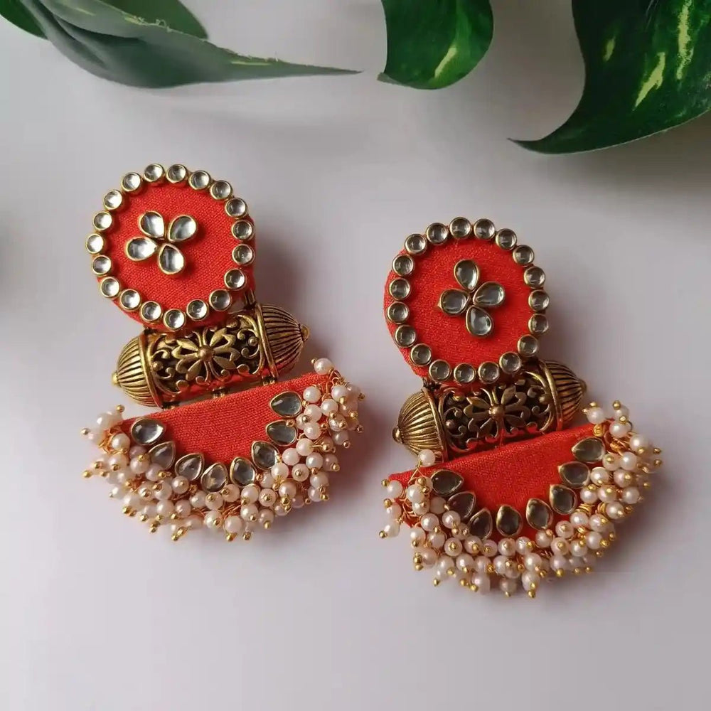 HANDMADE FABRIC EARRINGS NARGIS ORANGE