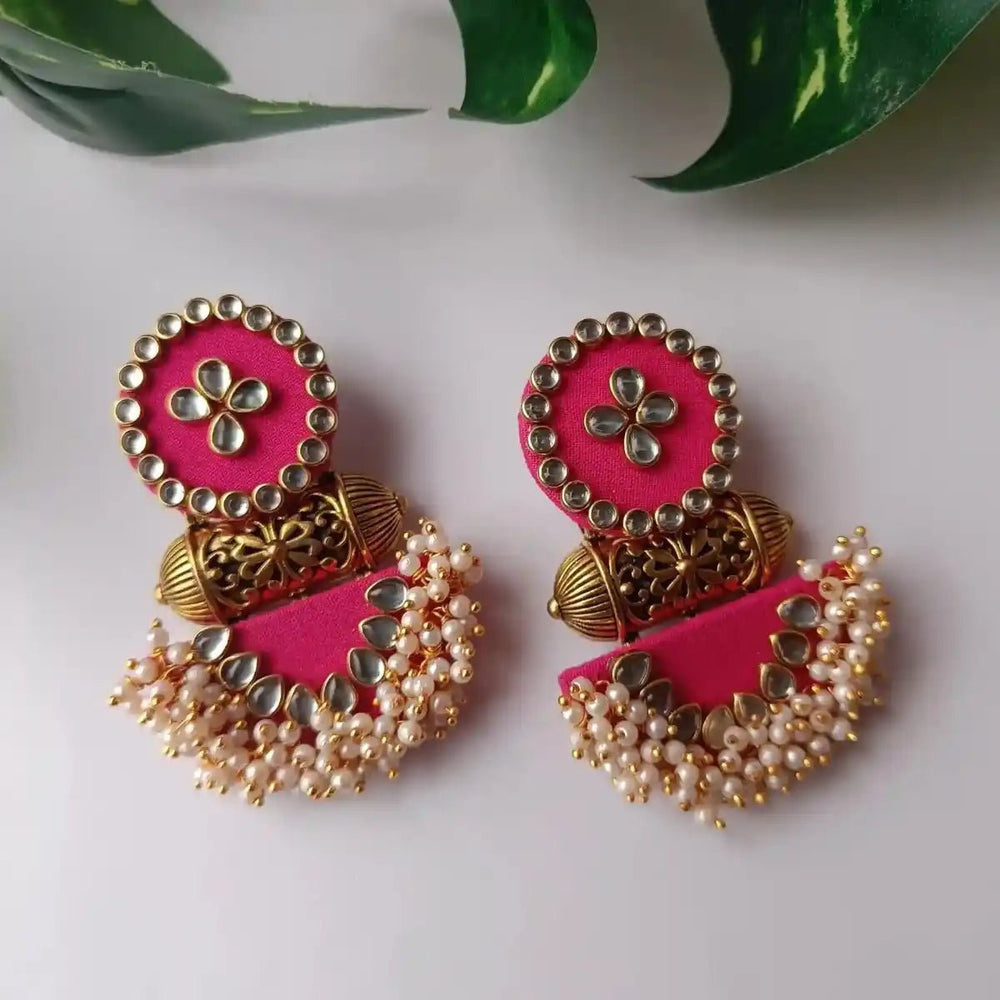 HANDMADE FABRIC EARRINGS NARGIS PINK