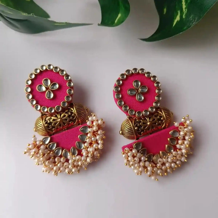 HANDMADE FABRIC EARRINGS NARGIS PINK [product_variant]- TelaNaari