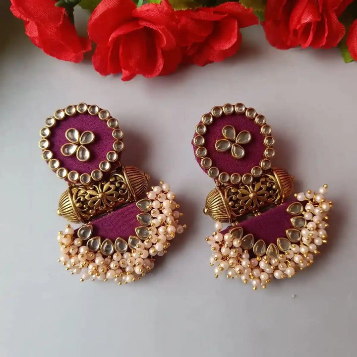 HANDMADE FABRIC EARRINGS NARGIS PURPLE