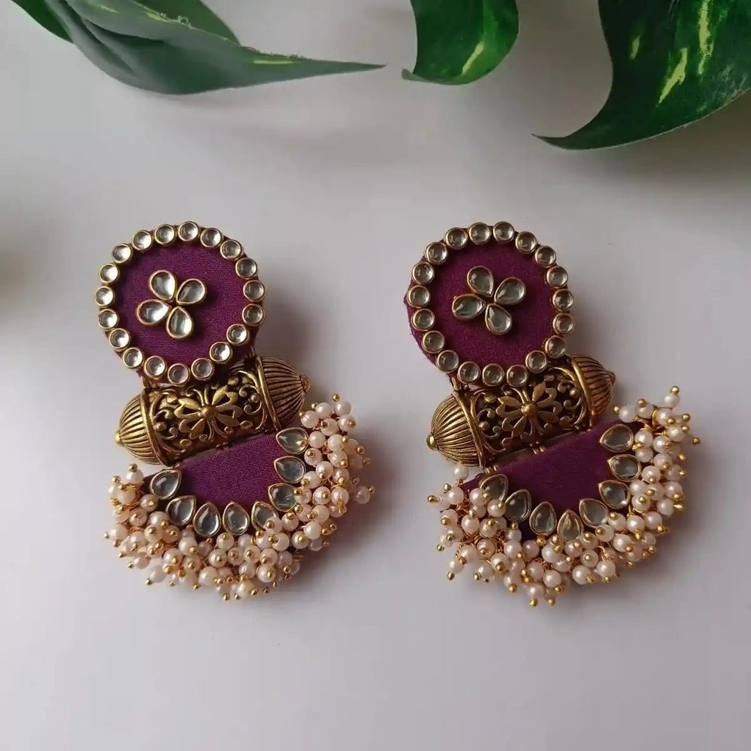 HANDMADE FABRIC EARRINGS NARGIS PURPLE [product_variant]- TelaNaari