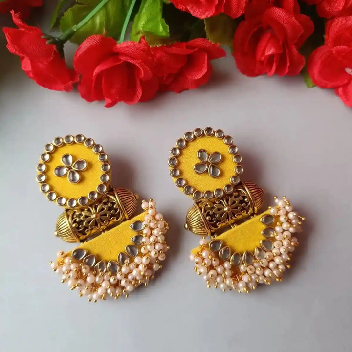 HANDMADE FABRIC EARRINGS NARGIS YELLOW