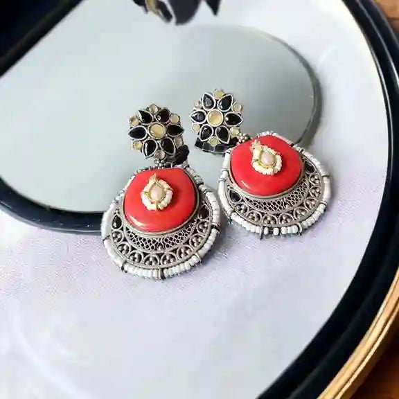 RANYA SILVER OXIDISED EARRINGS [product_variant]- TelaNaari