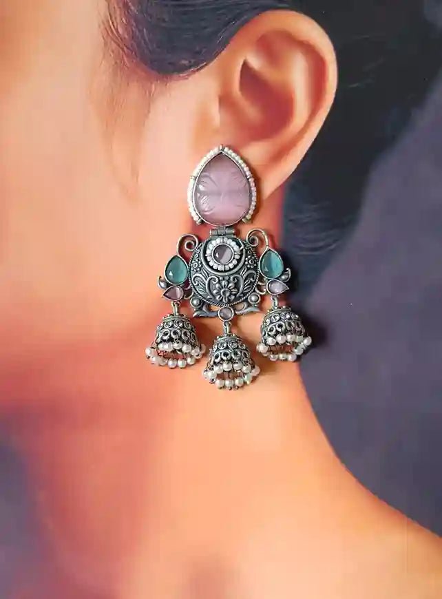 SILVER OXIDISED EARRINGS AAIRA