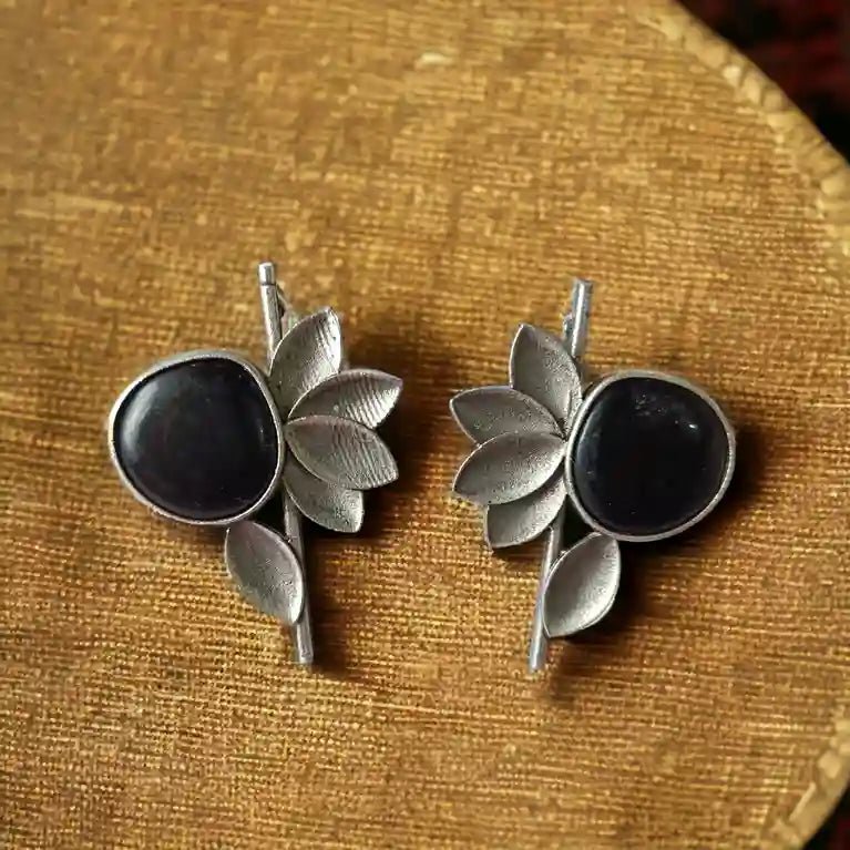 SILVER OXIDISED EARRINGS AMBI [product_variant]- TelaNaari