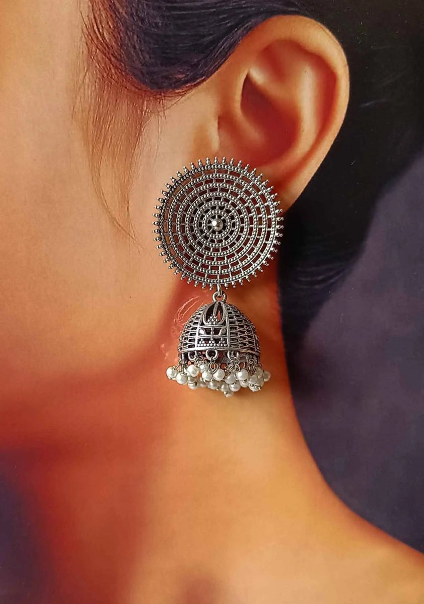 SILVER OXIDISED EARRINGS BHAVYA