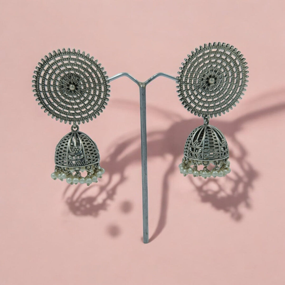 SILVER OXIDISED EARRINGS BHAVYA - TelaNaari