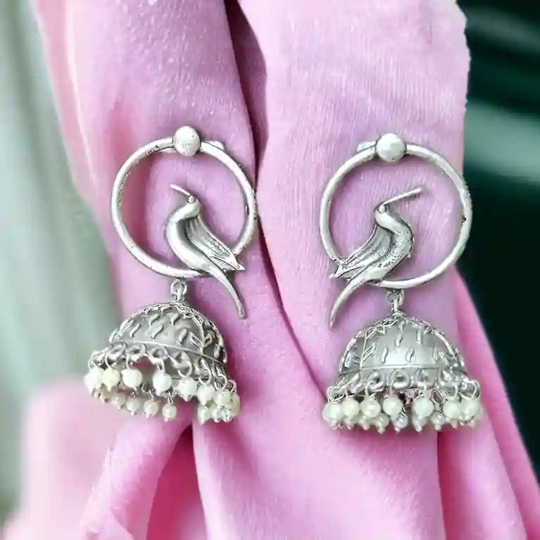 SILVER OXIDISED EARRINGS CHINAYI [product_variant]- TelaNaari