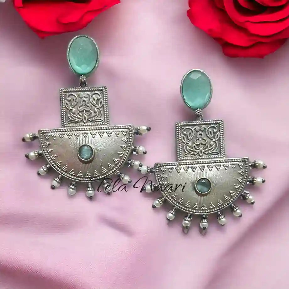 SILVER OXIDISED EARRINGS ESHA