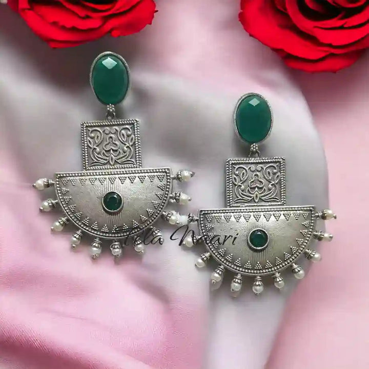 SILVER OXIDISED EARRINGS ESHA