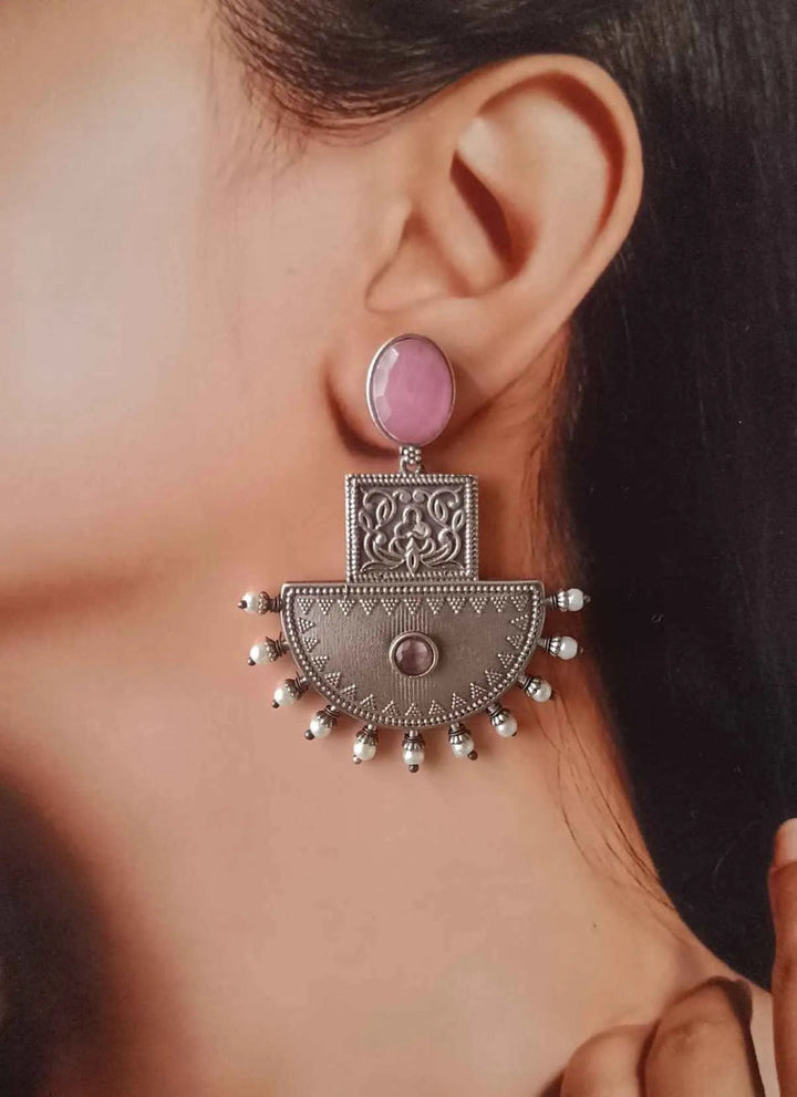 SILVER OXIDISED EARRINGS ESHA