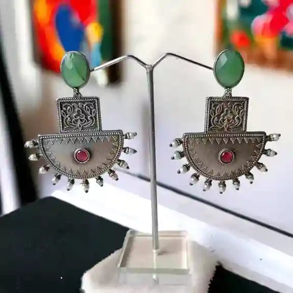 SILVER OXIDISED EARRINGS ESHA