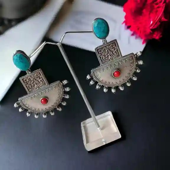 SILVER OXIDISED EARRINGS ESHA