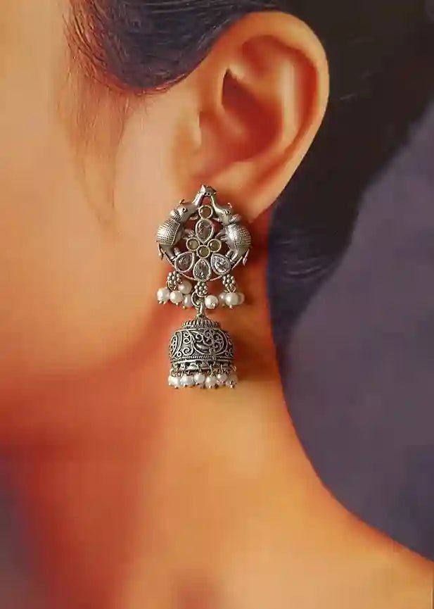 SILVER OXIDISED EARRINGS GULNAZ