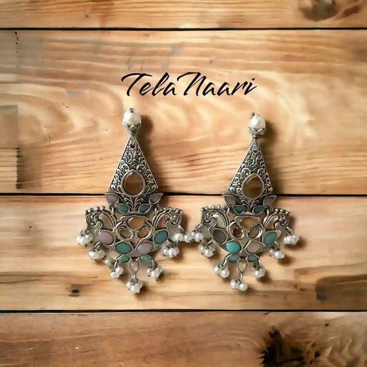 SILVER OXIDISED EARRINGS IQRA