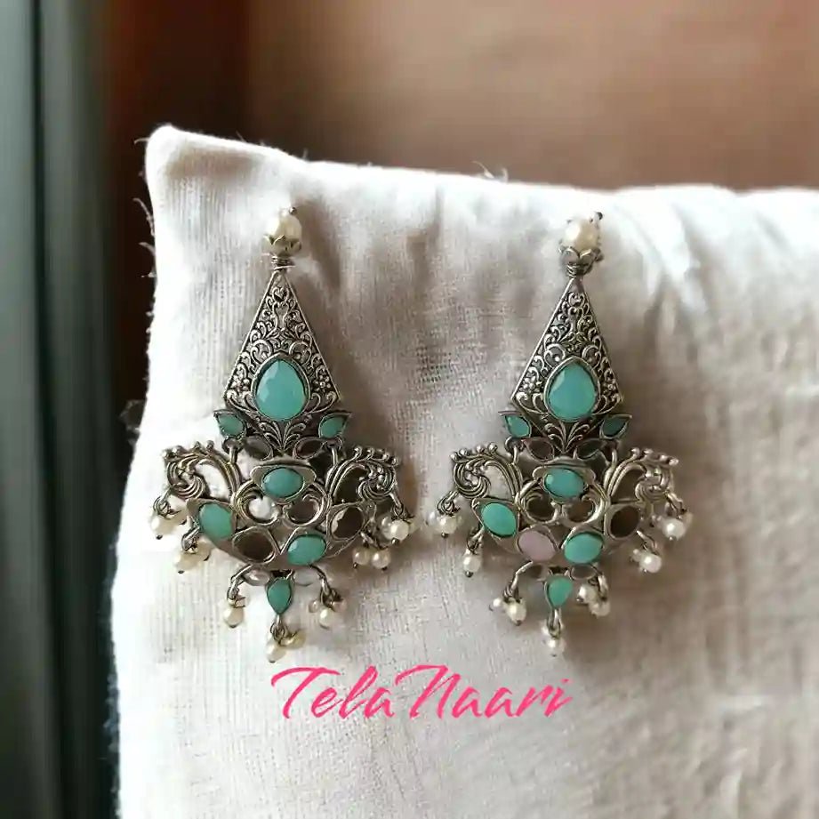 SILVER OXIDISED EARRINGS IQRA