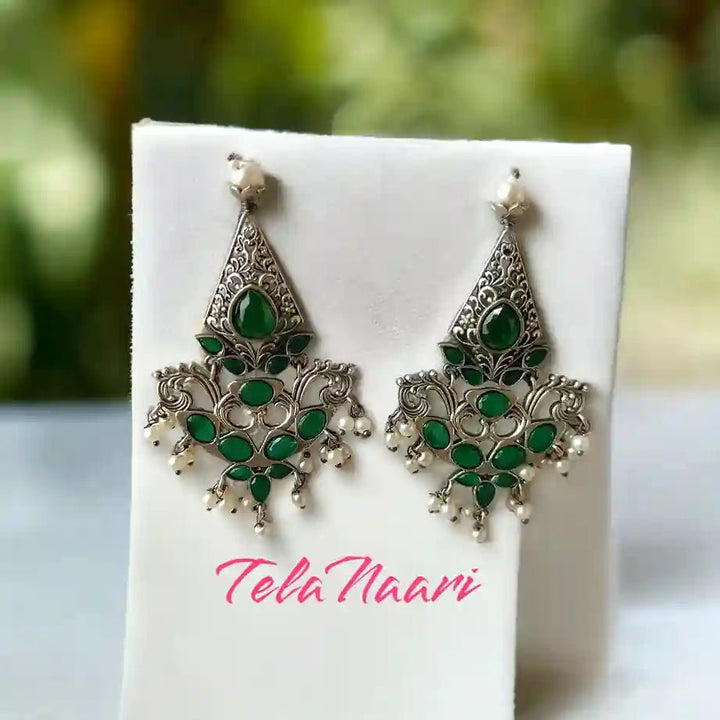 SILVER OXIDISED EARRINGS IQRA