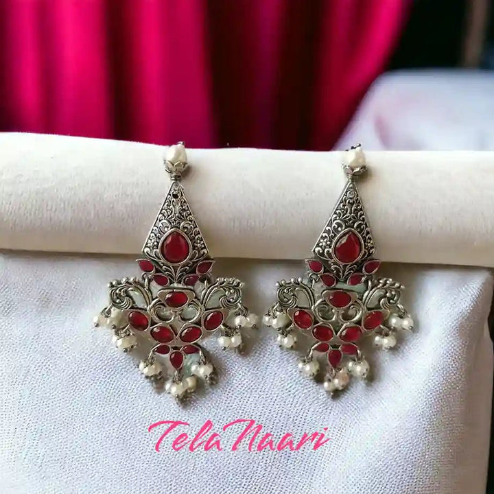 SILVER OXIDISED EARRINGS IQRA