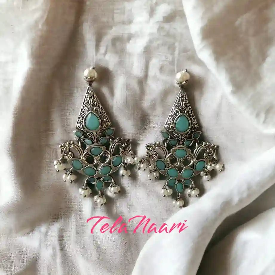 SILVER OXIDISED EARRINGS IQRA