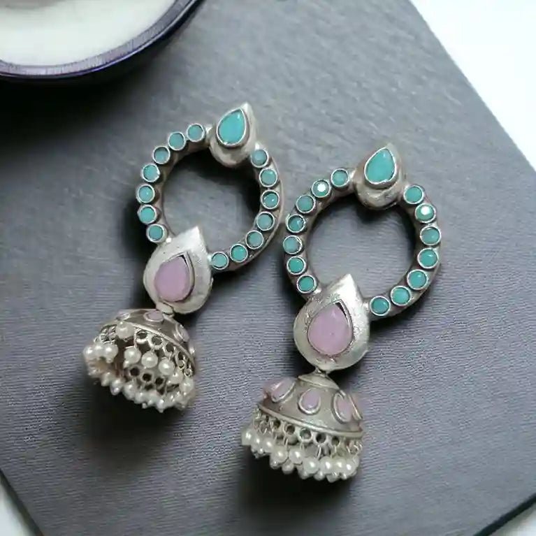 SILVER OXIDISED EARRINGS LAVANYA