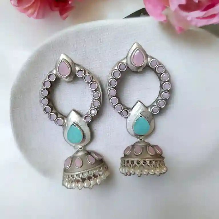 SILVER OXIDISED EARRINGS LAVANYA [product_variant]- TelaNaari