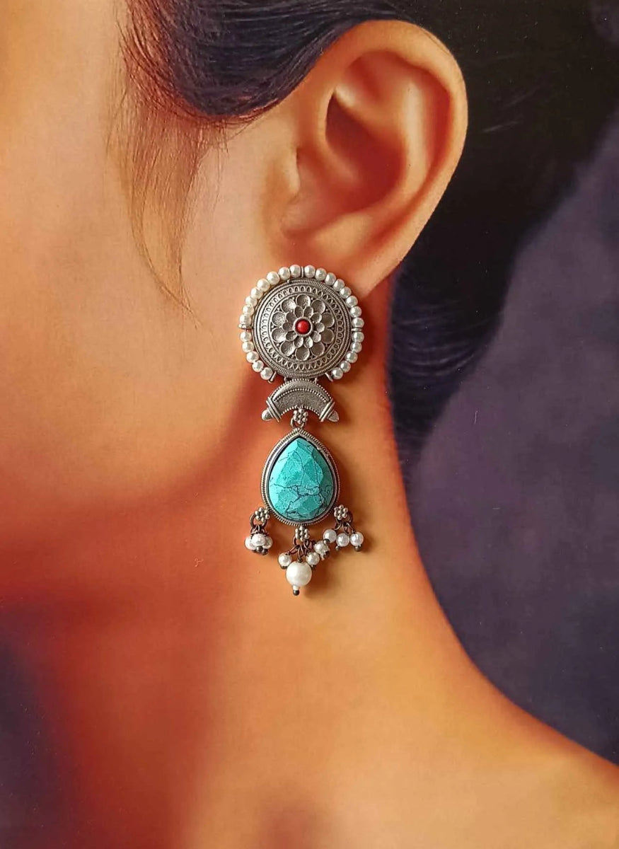 SILVER OXIDISED EARRINGS MAITRI