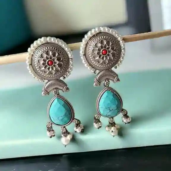 SILVER OXIDISED EARRINGS MAITRI