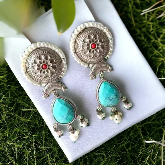 SILVER OXIDISED EARRINGS MAITRI [product_variant]- TelaNaari