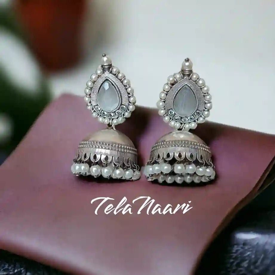 SILVER OXIDISED EARRINGS NUSRAT