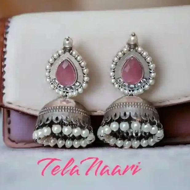 SILVER OXIDISED EARRINGS NUSRAT