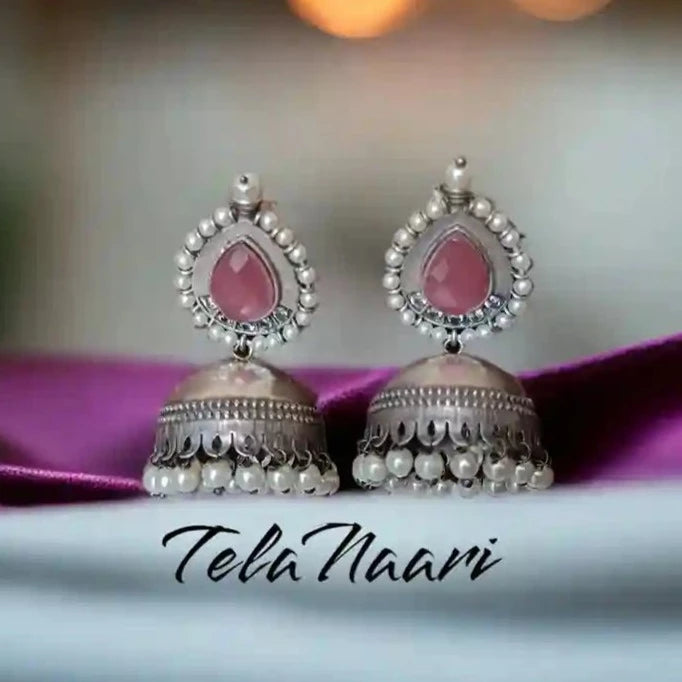 SILVER OXIDISED EARRINGS NUSRAT