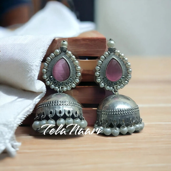 SILVER OXIDISED EARRINGS NUSRAT